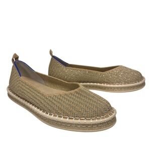 Rothys Tan Espadrille Gold Striped Flats Women Shoes Size 7